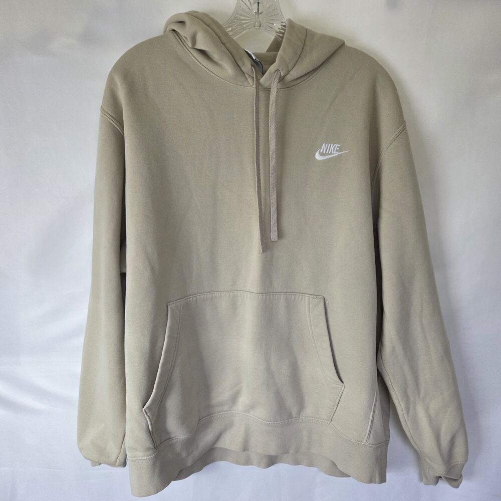 Nike Club Fleece Pullover Hoodie Excellent Condition Men's Size L Khaki/Beige